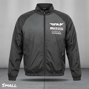 Fly Racing Jacket Size SMALL Black Windbreaker Full Zip USA MBX Top 10 District